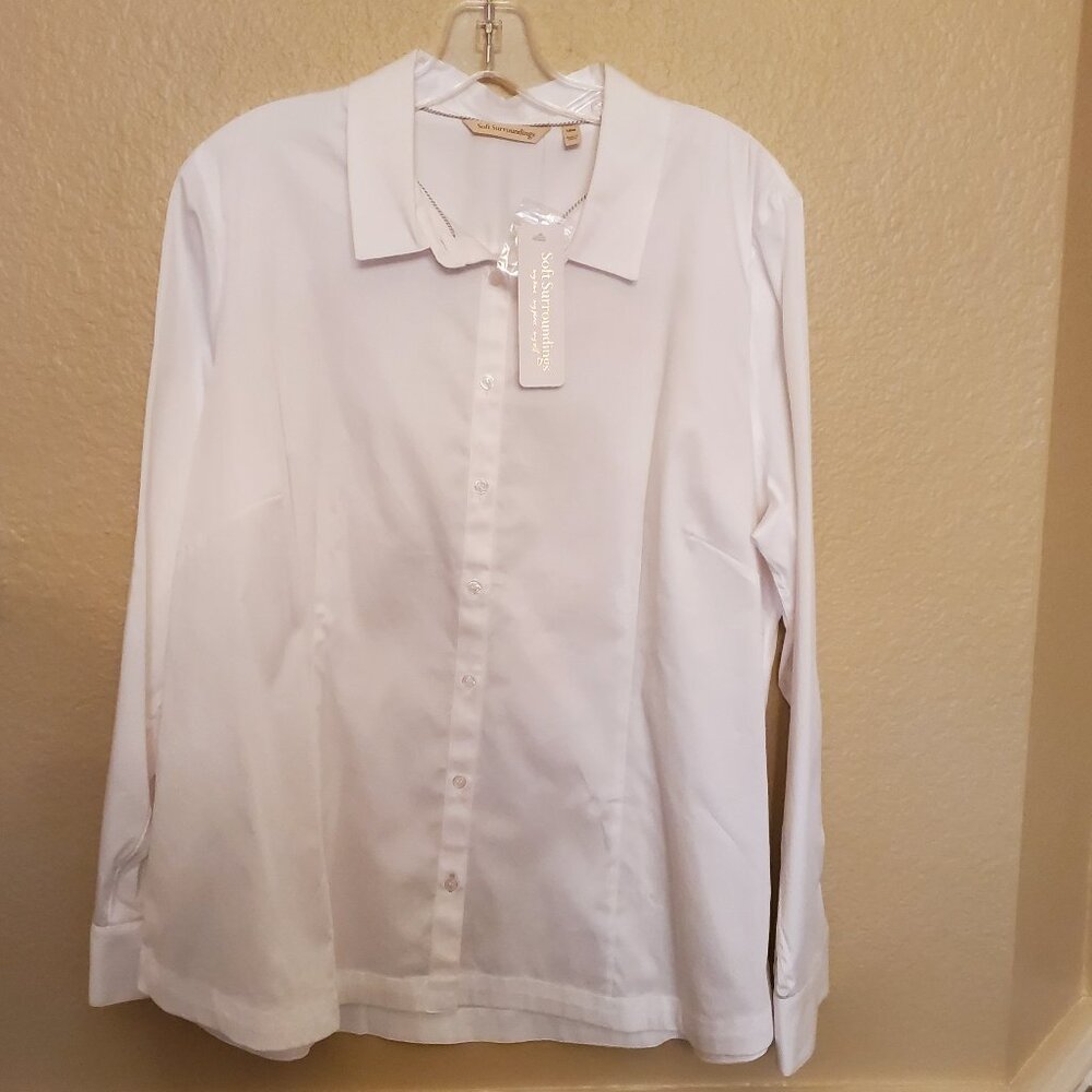 NWT Soft Surroundings 18W The Perfect Shirt in White